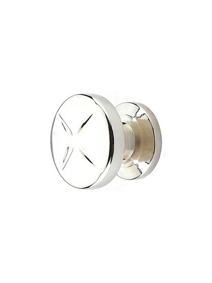 Southport Round X Knob - 1 3/8 inch Diameter in Polished Nickel.